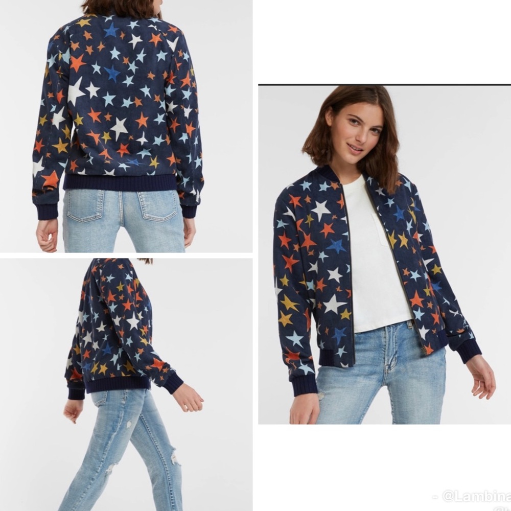 Hutch Anthropologie blue corduroy bomber jacket. EUC